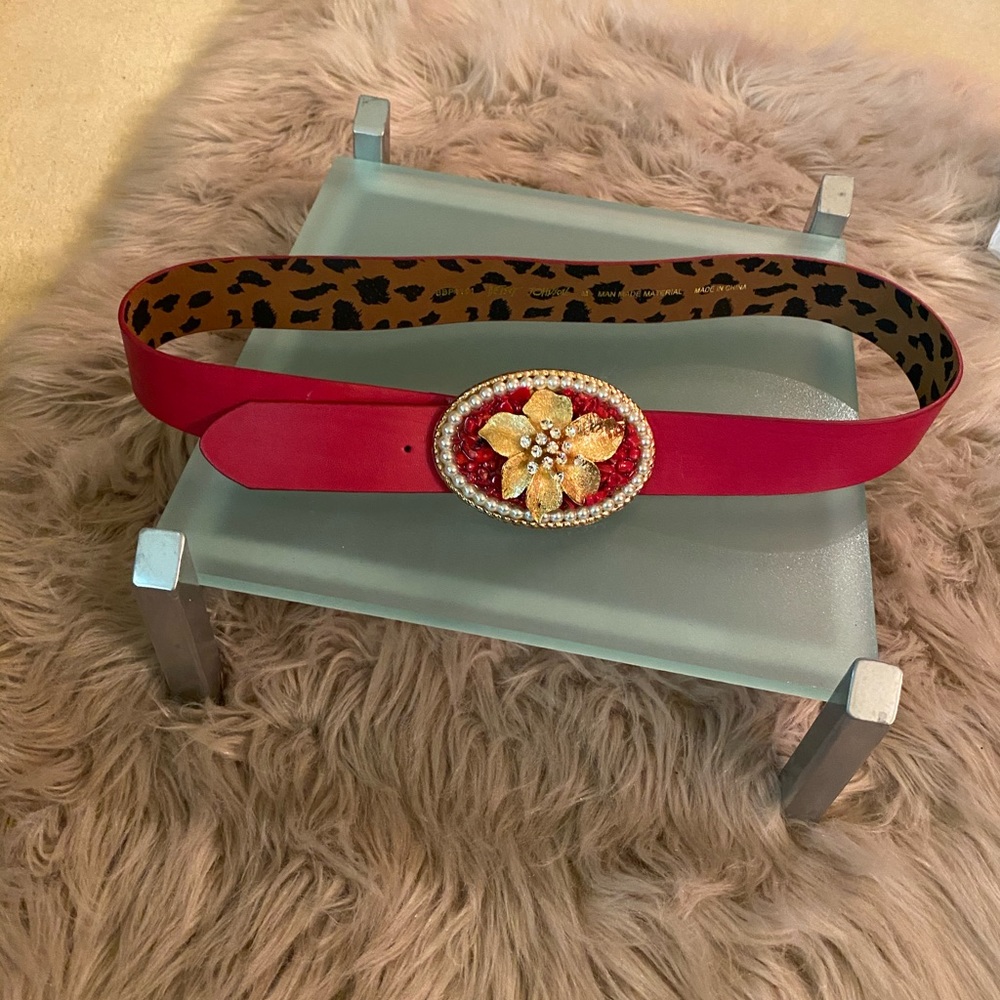 Betsy Johnson Vegan Red Statement Belt
